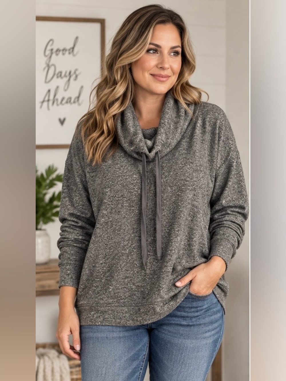 Old Navy Gray Pull Over Cowl Neck Sweater Size XL